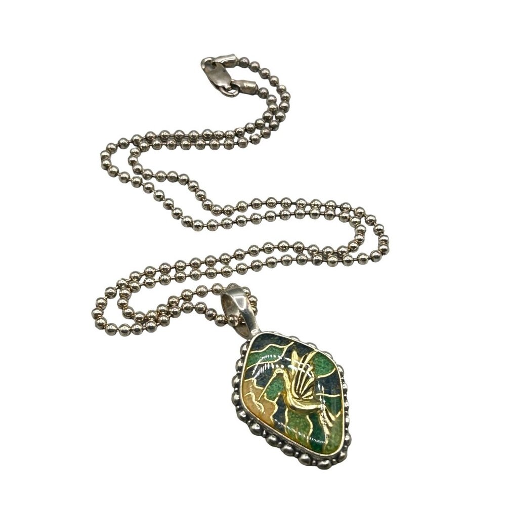 Carolyn Pollack Hummingbird Pendant Necklace Silver 925 Relios Crushed Turquoise